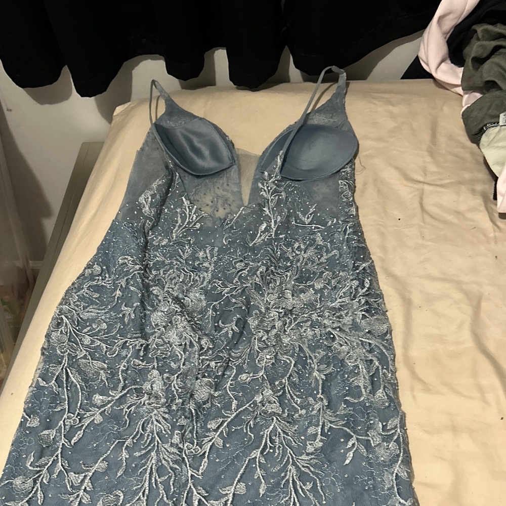 Elegant Blue Embroidered Dress